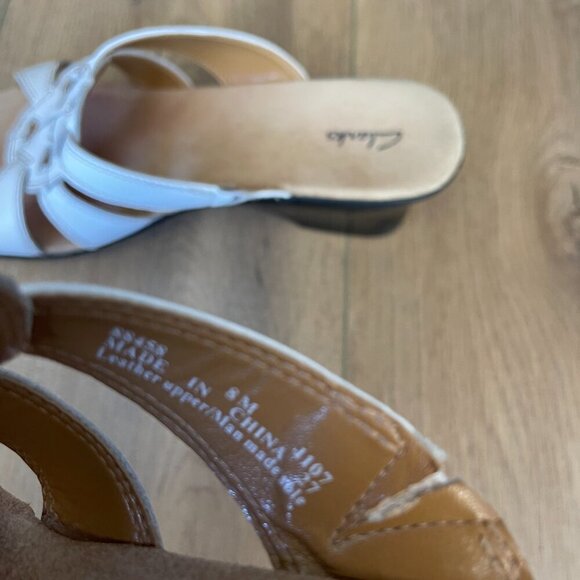 Clarks Women's White Nell Wedge Sandal 8 - Picture 7 of 9